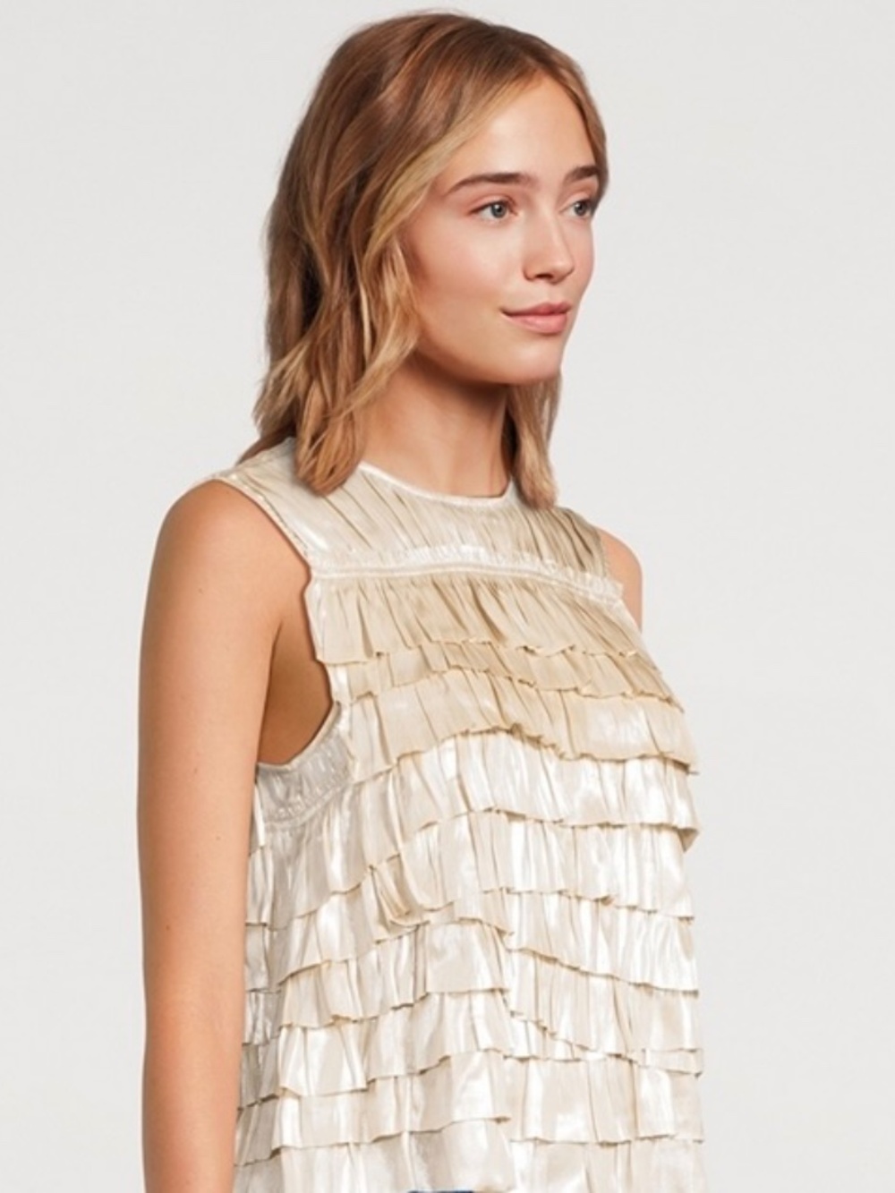Ulla Johnson Quinn Opal Layered Ruffled Sleeveless Top